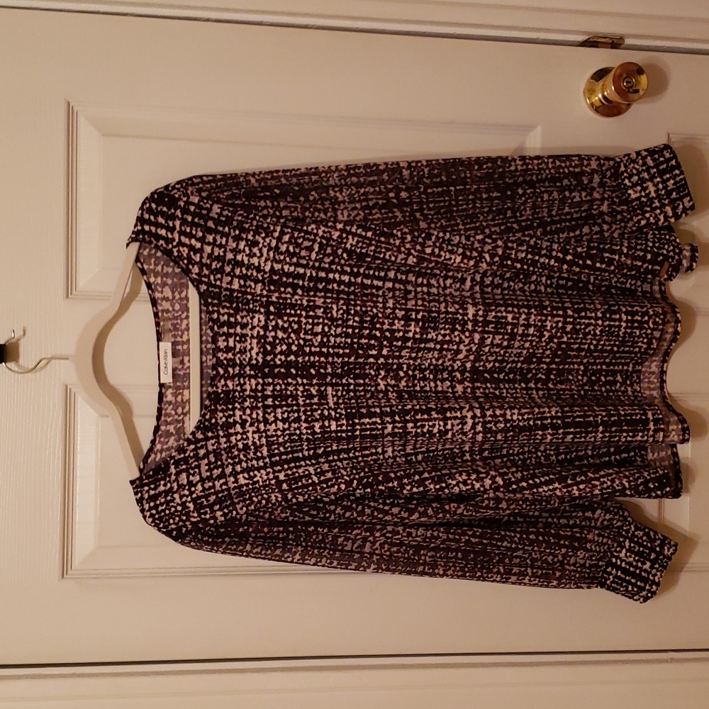Calvin Klein Purple Sheer Sleeve Blouse 1X